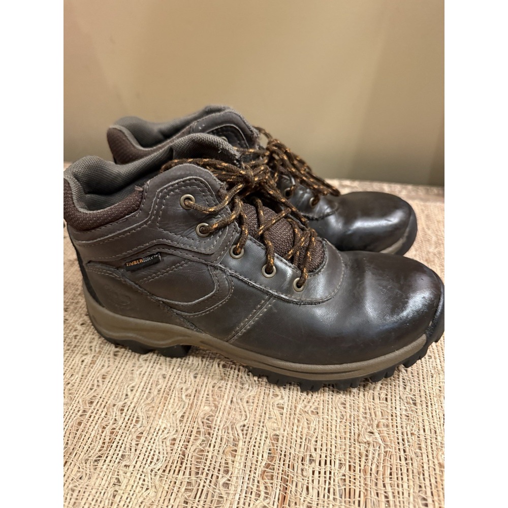 Timberland Boys Brown Mid Waterproof Hiking‎ Boots Shoes  Size 12